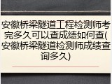 安徽桥梁隧道工程检测师考完多久可以查成绩如何查(安徽桥梁隧道检测师成绩查询多久)