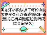 黑龙江桥梁隧道工程检测师考完多久可以查成绩如何查(黑龙江桥梁隧道检测师成绩查询多久)