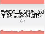 武威道路工程检测师证在哪里报考(武威检测师证报考点)