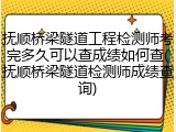 抚顺桥梁隧道工程检测师考完多久可以查成绩如何查(抚顺桥梁隧道检测师成绩查询)