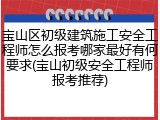宝山区初级建筑施工安全工程师怎么报考哪家最好有何要求(宝山初级安全工程师报考推荐)
