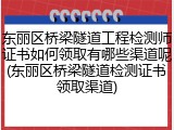 东丽区桥梁隧道工程检测师证书如何领取有哪些渠道呢(东丽区桥梁隧道检测证书领取渠道)