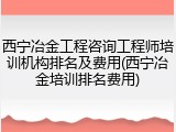西宁冶金工程咨询工程师培训机构排名及费用(西宁冶金培训排名费用)