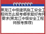 黑龙江中级建筑施工安全工程师怎么报考哪家最好有何要求(黑龙江中级安全工程师报考推荐)