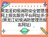 黑龙江初级消防安全管理员网上报名服务平台网址多少(黑龙江初级消防管理员报名网址)