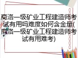 商洛一级矿业工程建造师考试有用吗难度如何含金量(商洛一级矿业工程建造师考试有用难考)
