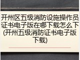 开州区五级消防设施操作员证书电子版在哪下载怎么下(开州五级消防证书电子版下载)
