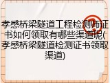 孝感桥梁隧道工程检测师证书如何领取有哪些渠道呢(孝感桥梁隧道检测证书领取渠道)