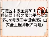 海淀区中级金属矿山安全工程师网上报名服务平台网址多少(海淀区中级金属矿山安全工程师报名网址)