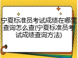宁夏标准员考试成绩在哪里查询怎么查(宁夏标准员考试成绩查询方法)