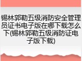 锡林郭勒五级消防安全管理员证书电子版在哪下载怎么下(锡林郭勒五级消防证电子版下载)