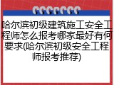 哈尔滨初级建筑施工安全工程师怎么报考哪家最好有何要求(哈尔滨初级安全工程师报考推荐)