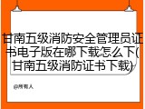 甘南五级消防安全管理员证书电子版在哪下载怎么下(甘南五级消防证书下载)