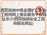 西双版纳中级金属矿山安全工程师网上报名服务平台网址多少(西双版纳安全工程师报名网址)