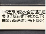 曲靖五级消防安全管理员证书电子版在哪下载怎么下(曲靖五级消防证书下载处)