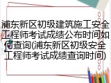 浦东新区初级建筑施工安全工程师考试成绩公布时间如何查询(浦东新区初级安全工程师考试成绩查询时间)