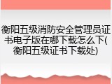 衡阳五级消防安全管理员证书电子版在哪下载怎么下(衡阳五级证书下载处)