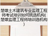 楚雄土木建筑专业监理工程师考试培训如何挑选机构(楚雄监理工程师培训选机构)