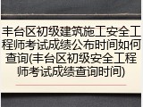 丰台区初级建筑施工安全工程师考试成绩公布时间如何查询(丰台区初级安全工程师考试成绩查询时间)