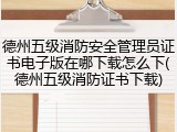 德州五级消防安全管理员证书电子版在哪下载怎么下(德州五级消防证书下载)