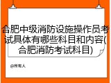 合肥中级消防设施操作员考试具体有哪些科目和内容(合肥消防考试科目)