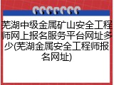 芜湖中级金属矿山安全工程师网上报名服务平台网址多少(芜湖金属安全工程师报名网址)