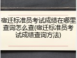 宿迁标准员考试成绩在哪里查询怎么查(宿迁标准员考试成绩查询方法)