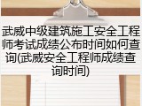 武威中级建筑施工安全工程师考试成绩公布时间如何查询(武威安全工程师成绩查询时间)
