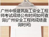 广州中级建筑施工安全工程师考试成绩公布时间如何查询(广州安全工程师成绩查询时间)