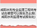 咸阳水利专业监理工程师考试在哪里可以报名怎么报(咸阳水利监理考试报名处)