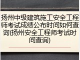 扬州中级建筑施工安全工程师考试成绩公布时间如何查询(扬州安全工程师考试时间查询)