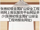 张掖初级金属矿山安全工程师网上报名服务平台网址多少(张掖初级金属矿山安全工程师报名网址)