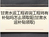 甘肃水运工程咨询工程师有补贴吗怎么领取呢(甘肃水运补贴领取)