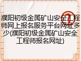 濮阳初级金属矿山安全工程师网上报名服务平台网址多少(濮阳初级金属矿山安全工程师报名网址)