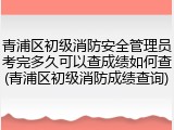 青浦区初级消防安全管理员考完多久可以查成绩如何查(青浦区初级消防成绩查询)