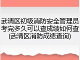 武清区初级消防安全管理员考完多久可以查成绩如何查(武清区消防成绩查询)