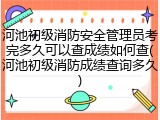 河池初级消防安全管理员考完多久可以查成绩如何查(河池初级消防成绩查询多久)