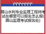 眉山水利专业监理工程师考试在哪里可以报名怎么报(眉山监理考试报名处)