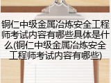 铜仁中级金属冶炼安全工程师考试内容有哪些具体是什么(铜仁中级金属冶炼安全工程师考试内容有哪些)