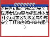 河东区初级金属冶炼安全工程师考试内容有哪些具体是什么(河东区初级金属冶炼安全工程师考试内容有哪些)