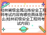 桂林初级金属冶炼安全工程师考试内容有哪些具体是什么(桂林初级安全工程师考试内容)