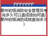 衢州初级消防安全管理员考完多久可以查成绩如何查(衢州初级消防成绩查询多久)