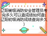 辽阳初级消防安全管理员考完多久可以查成绩如何查(辽阳初级消防成绩查询多久)