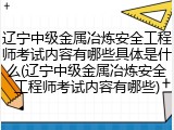 辽宁中级金属冶炼安全工程师考试内容有哪些具体是什么(辽宁中级金属冶炼安全工程师考试内容有哪些)