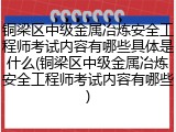 铜梁区中级金属冶炼安全工程师考试内容有哪些具体是什么(铜梁区中级金属冶炼安全工程师考试内容有哪些)