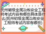 抚州初级金属冶炼安全工程师考试内容有哪些具体是什么(抚州初级金属冶炼安全工程师考试内容有哪些)