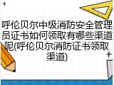 呼伦贝尔中级消防安全管理员证书如何领取有哪些渠道呢(呼伦贝尔消防证书领取渠道)