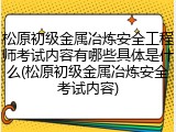 松原初级金属冶炼安全工程师考试内容有哪些具体是什么(松原初级金属冶炼安全考试内容)