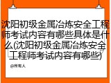 沈阳初级金属冶炼安全工程师考试内容有哪些具体是什么(沈阳初级金属冶炼安全工程师考试内容有哪些)