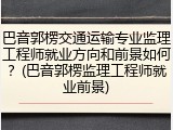 巴音郭楞交通运输专业监理工程师就业方向和前景如何？(巴音郭楞监理工程师就业前景)